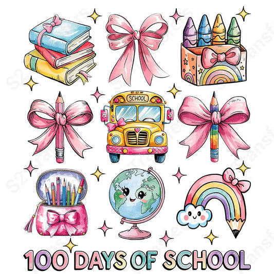 100 Days Of School Symbols - DTF Transfer DTF Transfer