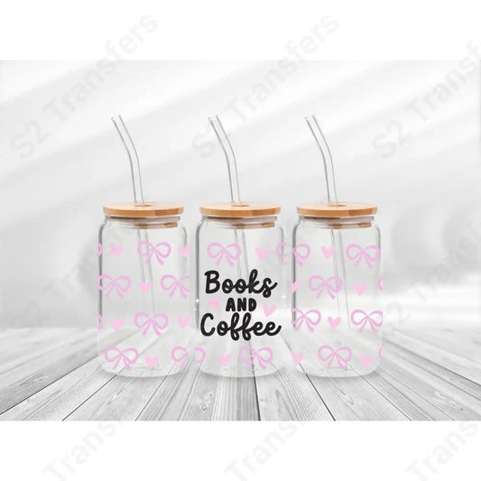 16 Oz Books And Coffee Black Cup Wrap - UV DTF Transfer UV DTF Cup Wrap