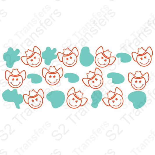 16 Oz Orange Cowboy Smiley Cup Wrap