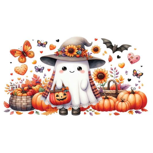 16 Oz Cute Fall Ghost Cup Wrap - UV DTF Transfer