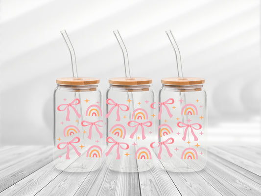 16 Oz Bows And Rainbows Cup Wrap - UV DTF Transfer