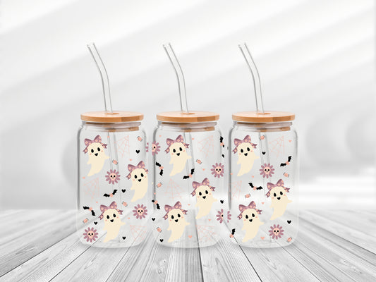 16 Oz Coquette Ghost Cup Wrap - UV DTF Transfer