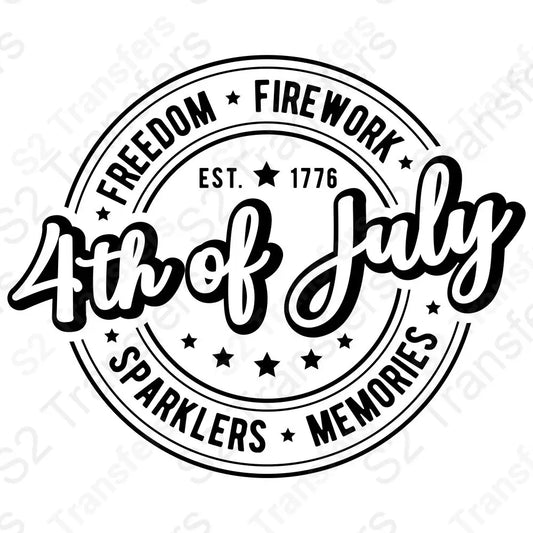 4th Of July Freedom Firework Black