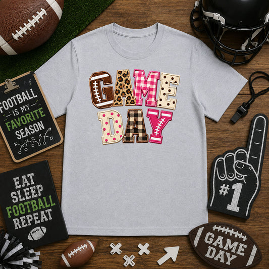 Faux Embroidery Game Day Pink – DTF Transfer