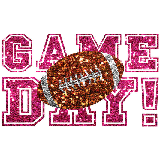 Faux Sequin Game Day Football Pink – DTF Transfer