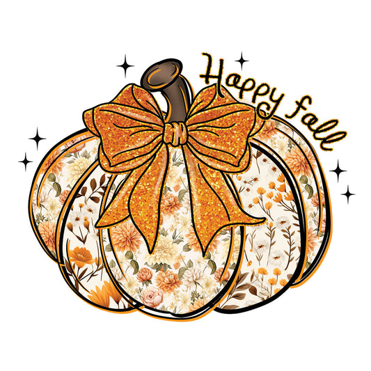 Faux Glitter Happy Fall Pumpkin - DTF Transfer
