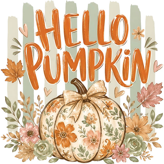 Hello Pumpkin Pastel Floral – DTF Transfer