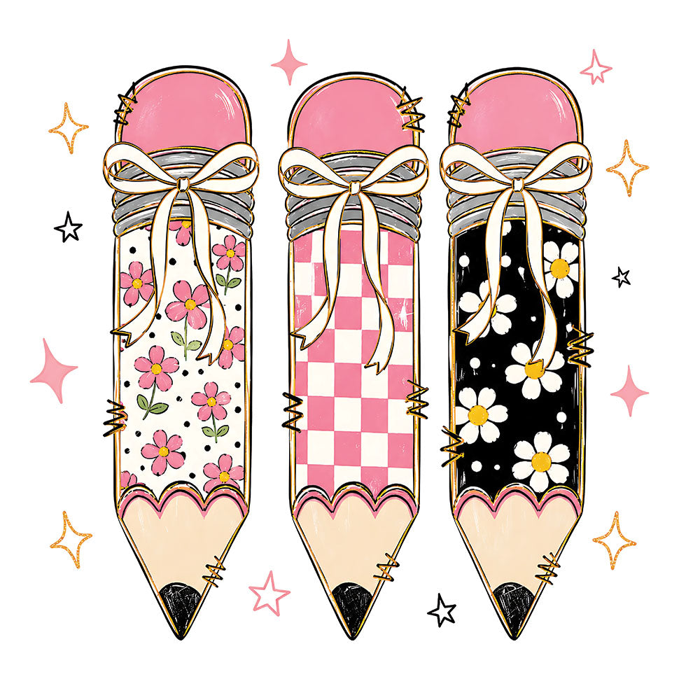 Pink Pencil Trio – DTF Transfer