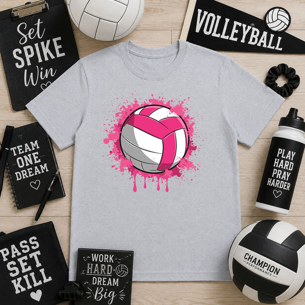 Pink Splatter Volleyball – DTF Transfer