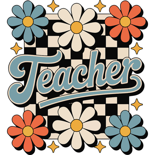 Retro Teacher Flowers – DTF Transfer
