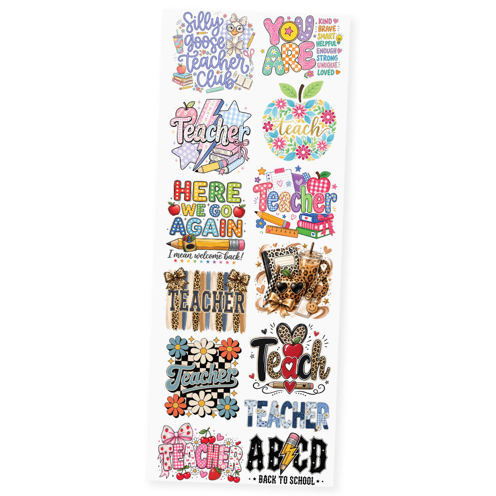 Teacher Life Collection Premade DTF Transfer Gangsheet - 22" x 60"
