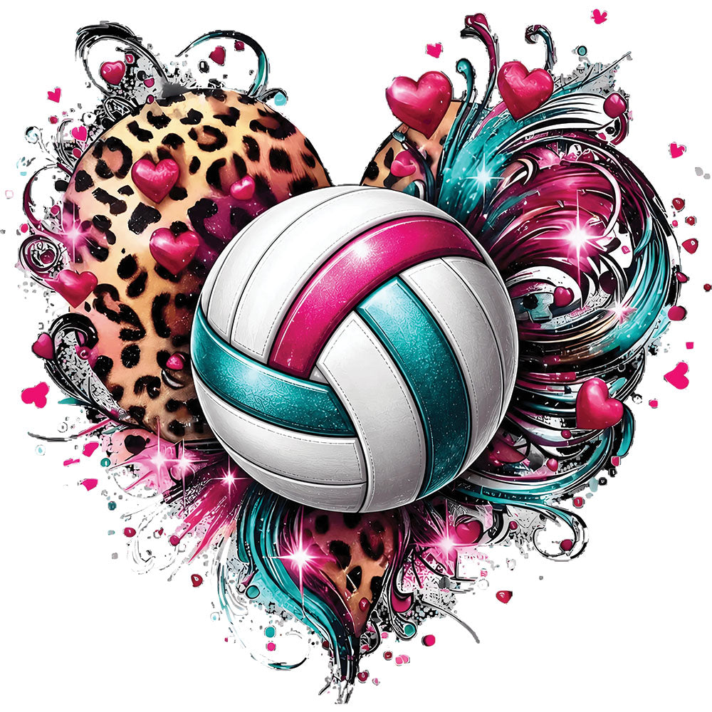 Volleyball Leopard Heart – DTF Transfer