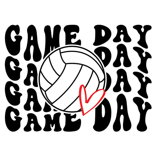 Wavy Game Day Volleyball – DTF Transfer