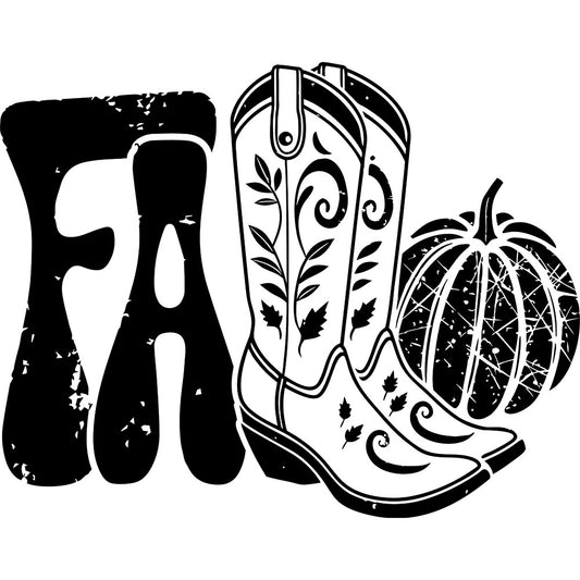 Western Fall Black Boots - DTF Transfer