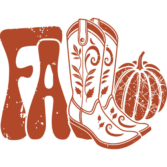 Western Fall Orange Boots - DTF Transfer