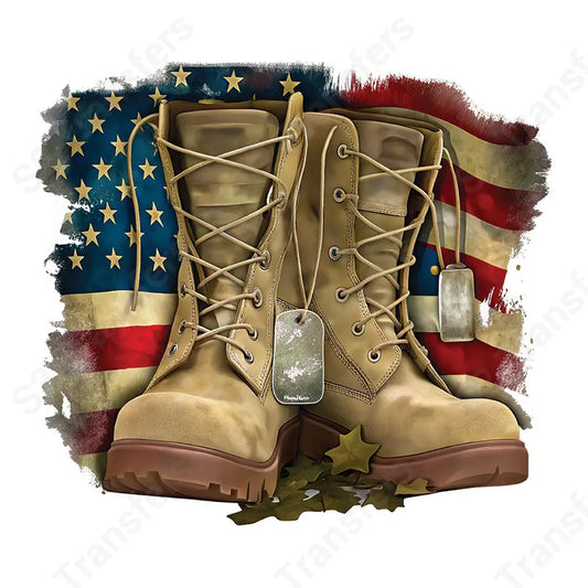 American Flag Army Boots - DTF Transfer DTF Transfer
