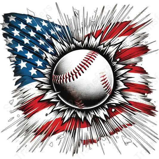 American Flag Baseball - DTF Transfer DTF Transfer