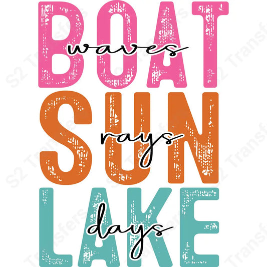 Boat Waves Sun Rays Lake Days Vibrant - DTF Transfer DTF Transfer