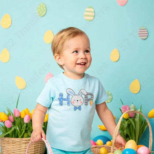 Boy Easter Bunny Hop - DTF Transfer DTF Transfer