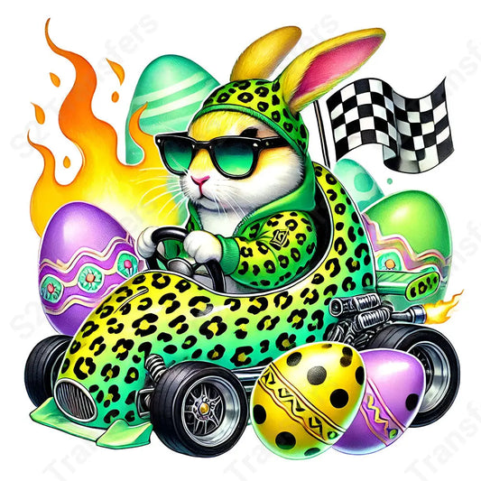 Bunny Racecar Driver - DTF Transfer DTF Transfer