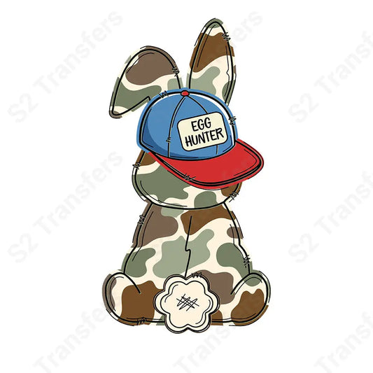 Camo Egg Hunter Bunny - DTF Transfer DTF Transfer