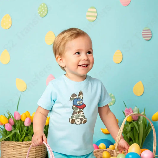 Camo Egg Hunter Bunny - DTF Transfer DTF Transfer