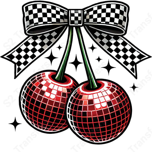 Cherry Disco Bow - DTF Transfer DTF Transfer