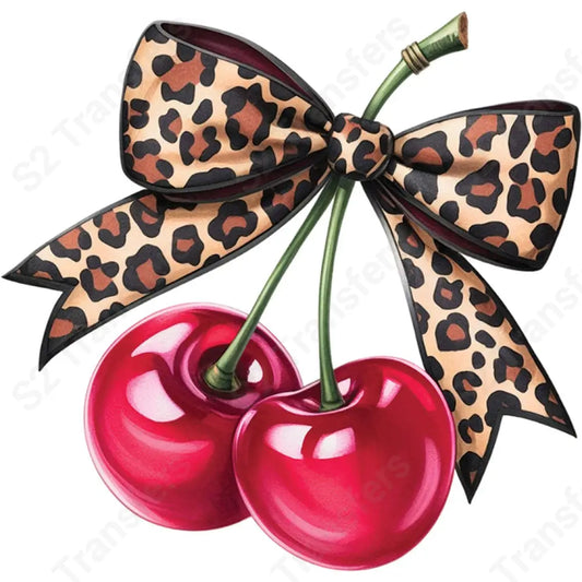 Cherry Leopard Bow - DTF Transfer DTF Transfer
