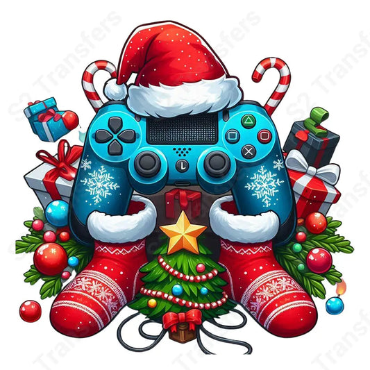Christmas Blue Gaming Controller - DTF Transfer DTF Transfer