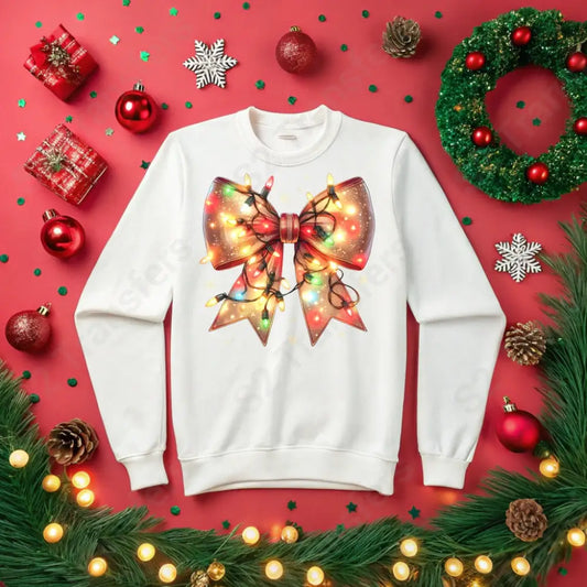 Christmas Light Coquette Bow - DTF Transfer DTF Transfer