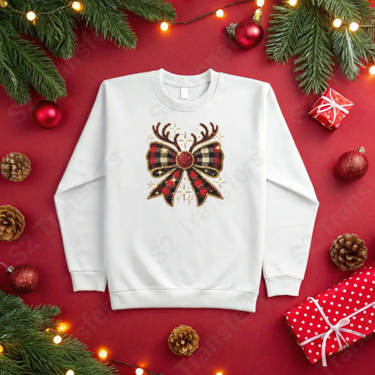 Christmas Reindeer Bow - DTF Transfer DTF Transfer