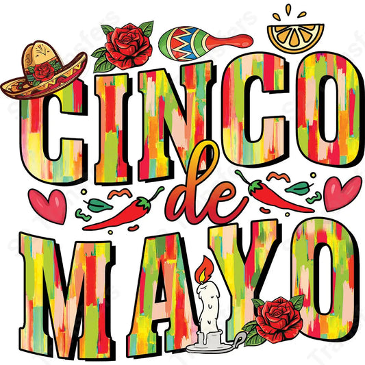 Cinco De Mayo Brush Strokes - DTF Transfer DTF Transfer