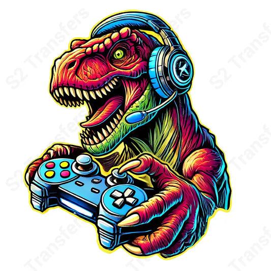 Colorful T-Rex Gamer - DTF Transfer DTF Transfer