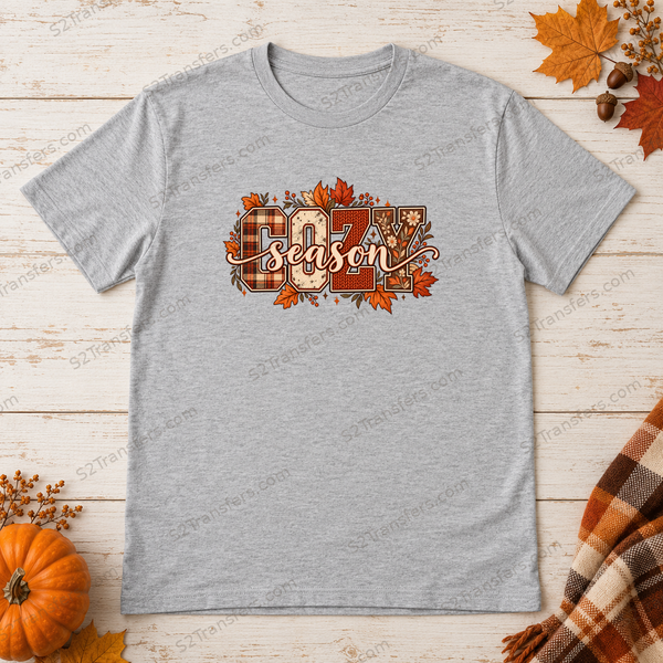 Cozy Season Autumn Patchwork Letters flatlay preview