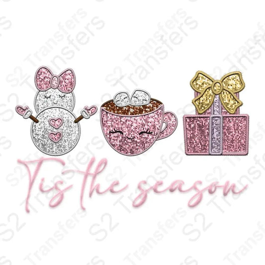 Faux Embroidery Tis the Season Pink