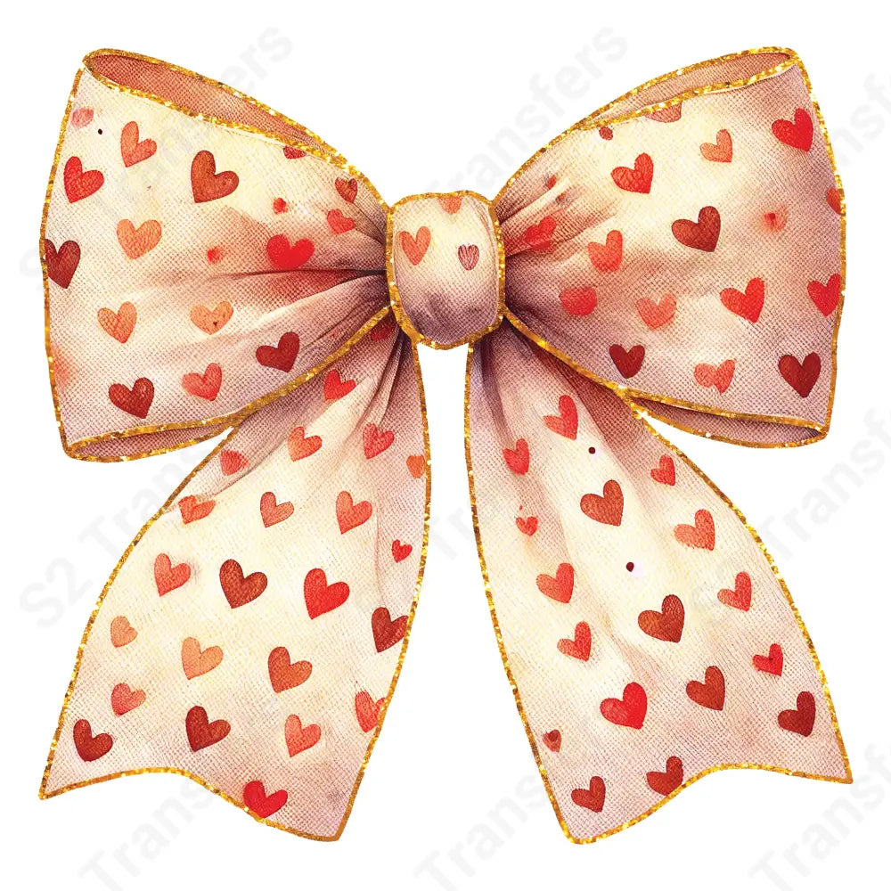 Faux Glitter Beige Bow Heart - DTF Transfer DTF Transfer