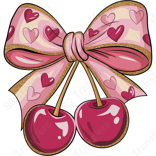 Faux Glitter Cherry Bow - DTF Transfer DTF Transfer