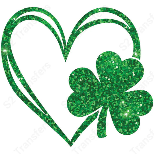 Faux Glitter Shamrock Heart - DTF Transfer DTF Transfer