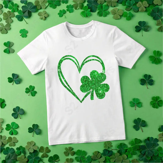 Faux Glitter Shamrock Heart - DTF Transfer DTF Transfer