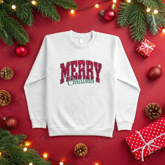 Faux Sequin Merry Christmas - DTF Transfer DTF Transfer