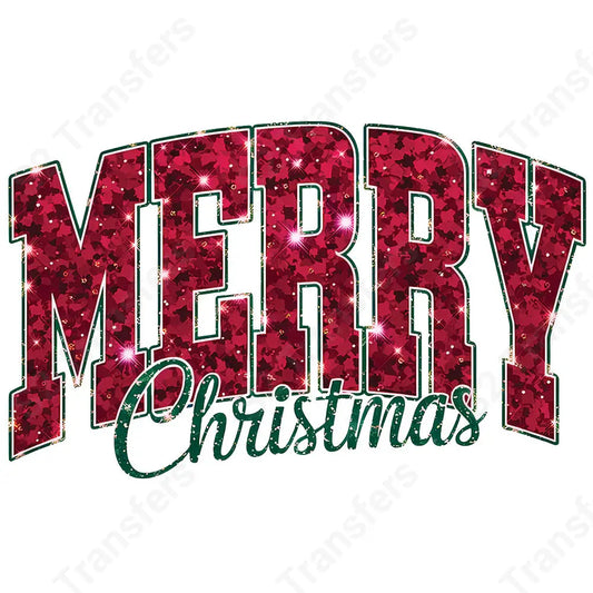 Faux Sequin Merry Christmas - DTF Transfer DTF Transfer