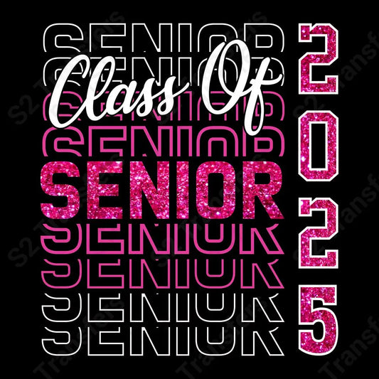 Faux Sequins Class Of 2025 Senior Pink And White