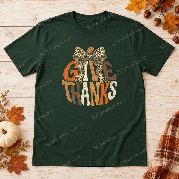 Give Thanks Neutral Leopard Bow flatlay preview
