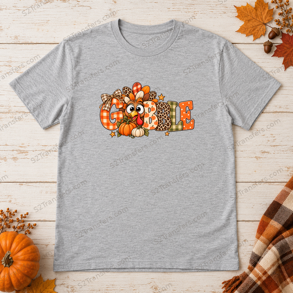 Gobble Bow Turkey Pumpkin Patchwork flatlay preview