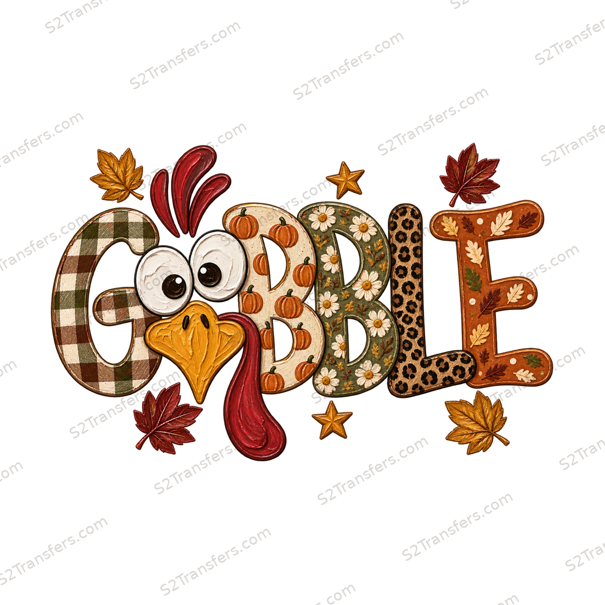 Gobble Wide Eyed Turkey Autumn Letters main preview