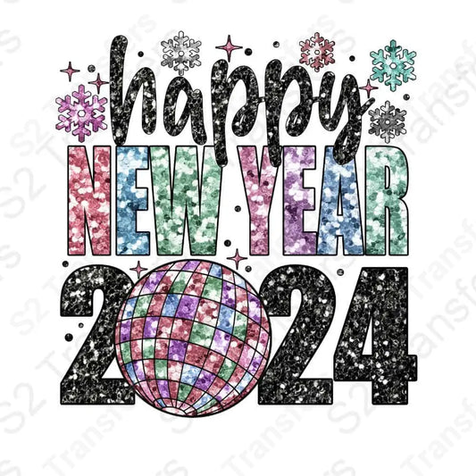 Happy New Year 2024 Faux Sequins