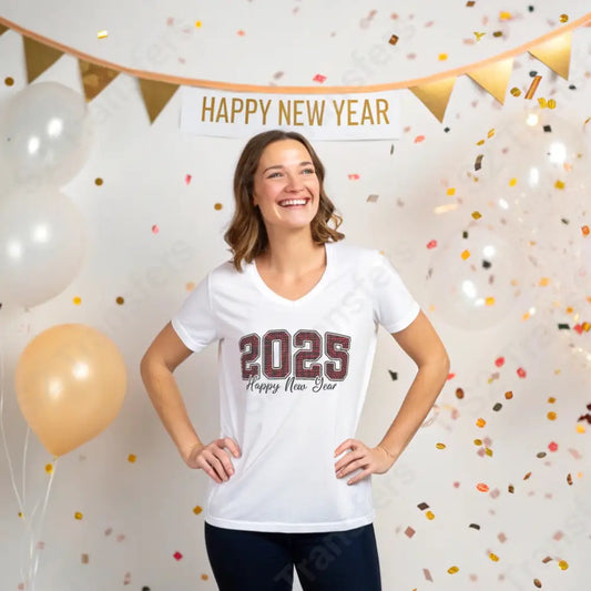 Happy New Year 2025 Retro Red - DTF Transfer DTF Transfer