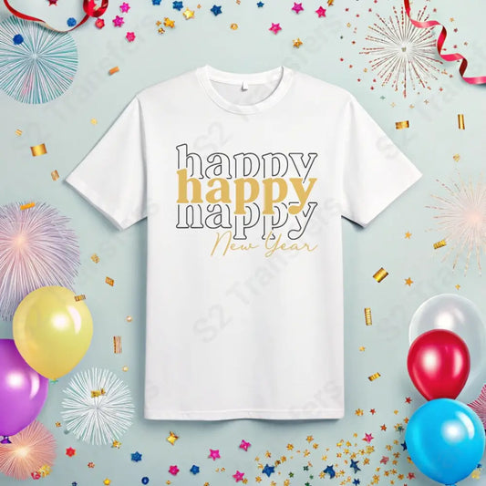 Happy Happy Happy New Year - DTF Transfer DTF Transfer