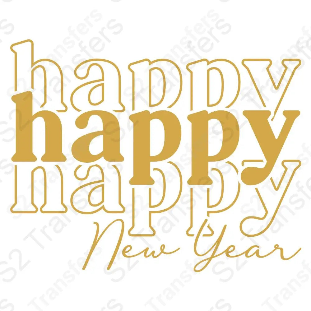 Happy Happy Happy New Year Gold