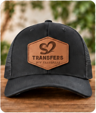 Leatherette patch on a cap
